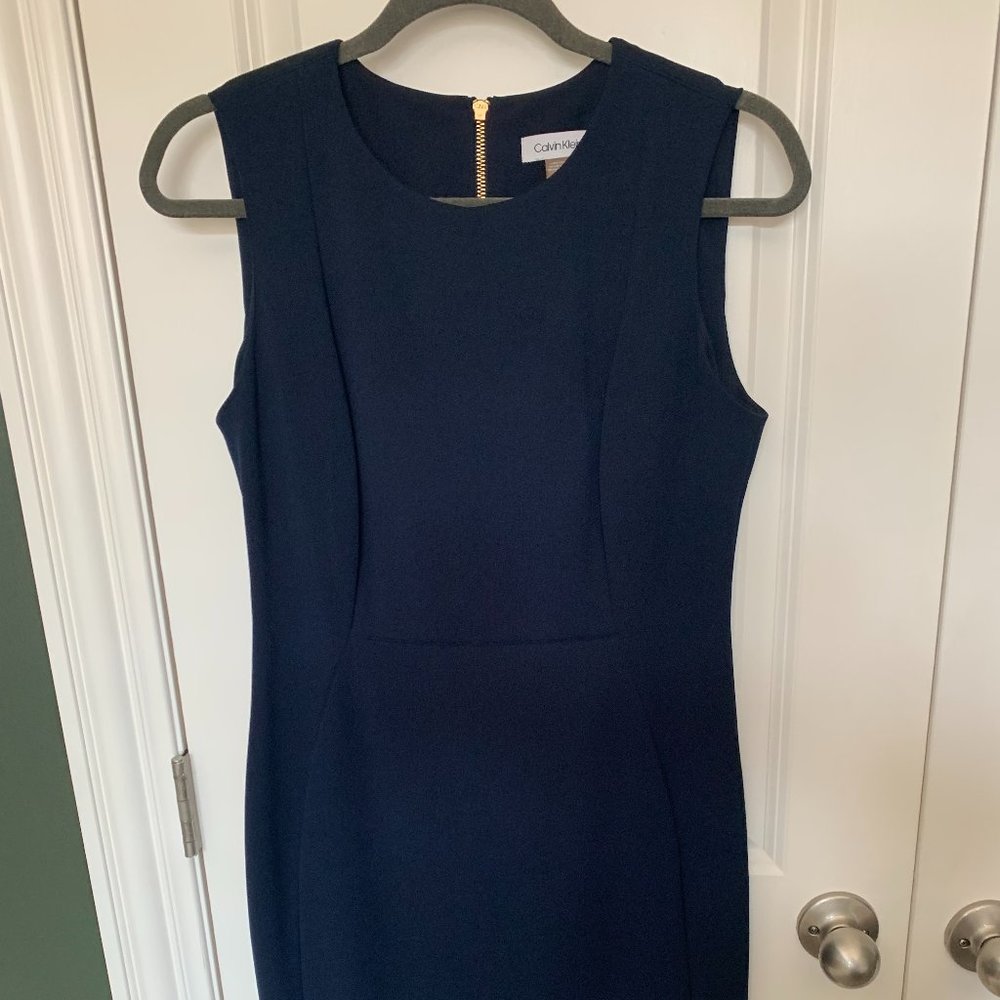 Navy Calvin Klein sleeveless shift dress, size 10